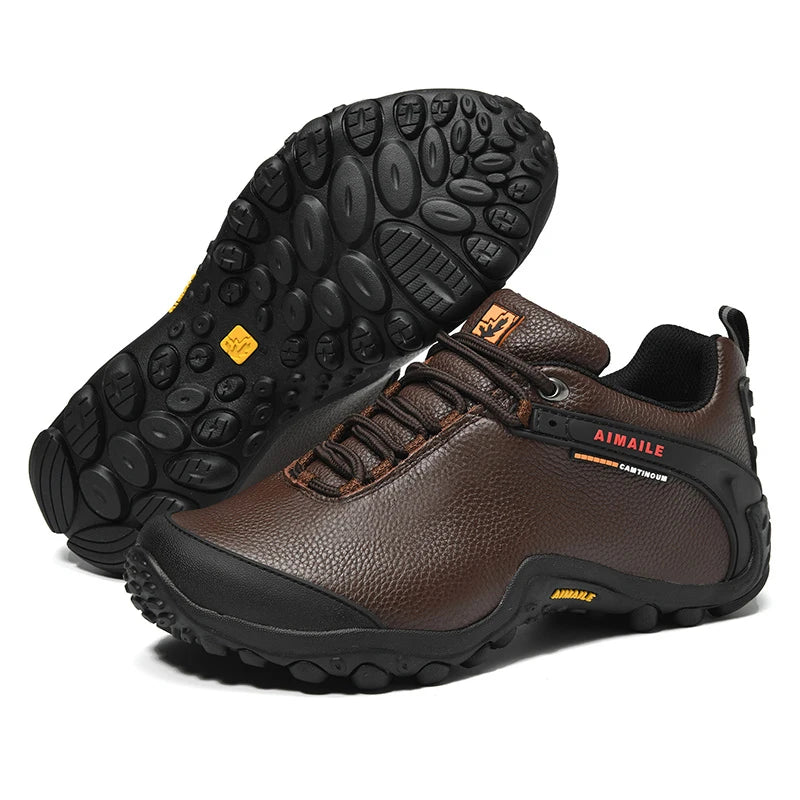 Cow Leather Winter Men Hiking Boots For Women Outdoor Waterproof Treeking Snow Shoes Climbing Mountain Hunting Walking Sneakers