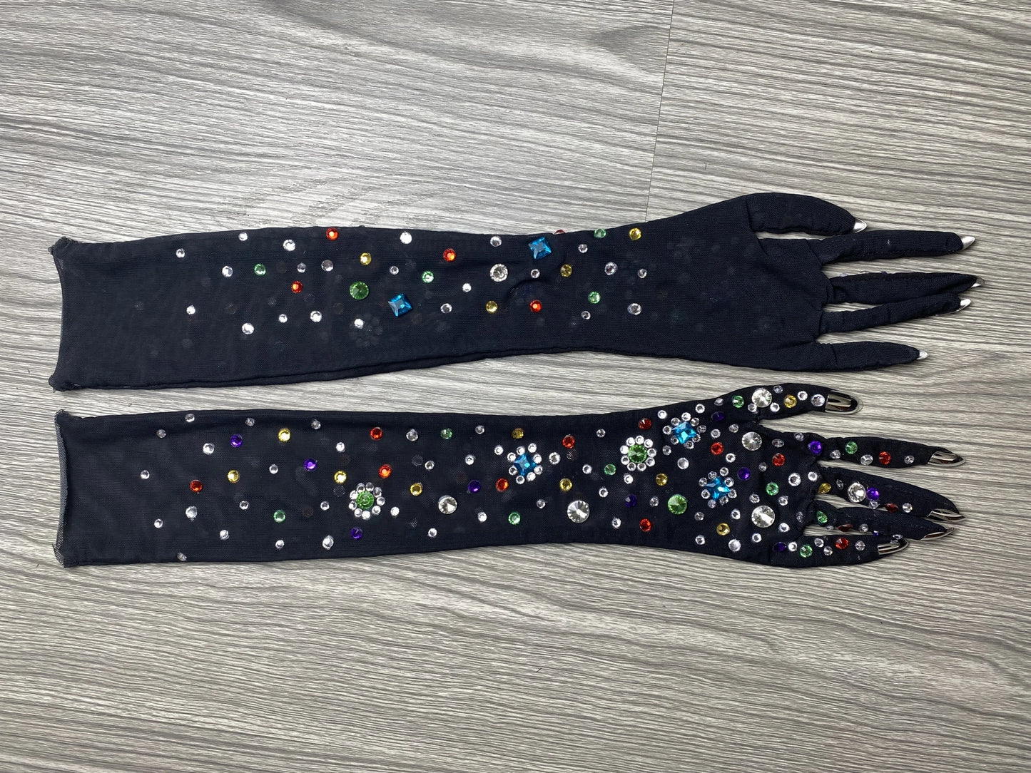 Luxurious Stretch Rhinestone Gloves WomenSparkling Crystal Mesh Long Perspective GlovesDancer Singer Stage Wear Accessories  7G