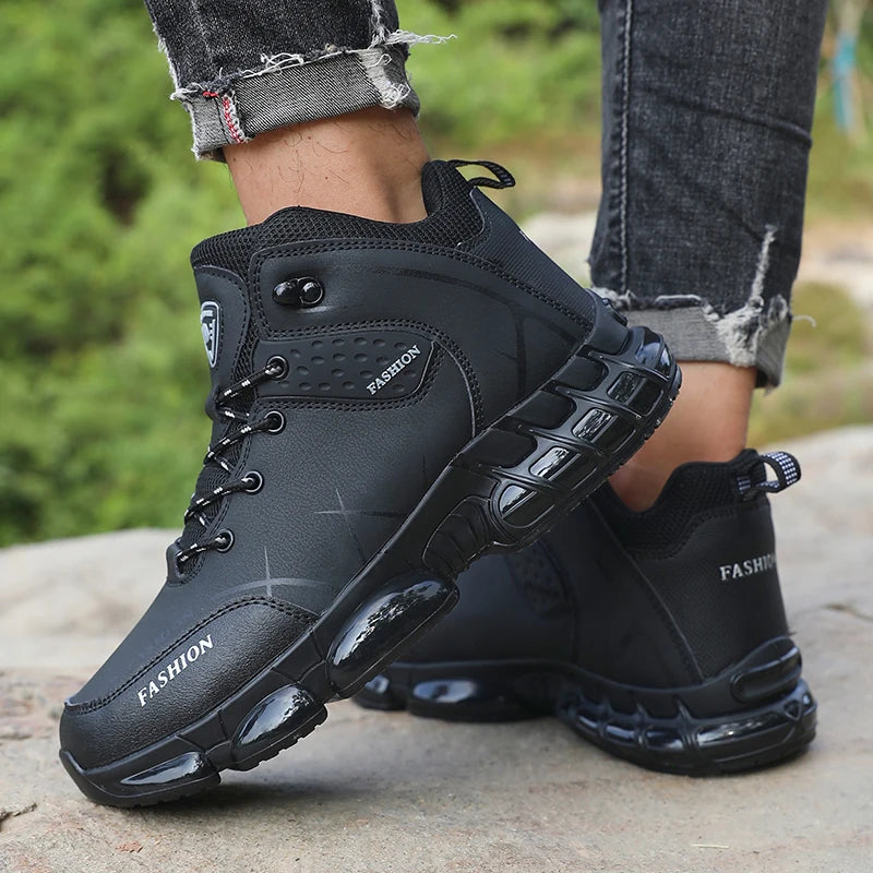 New Men Hiking Shoes High Quality Durable Leather Climbing Shoe Outdoors Camping Waterproof Fishing Hunting Walking Sneakers Men