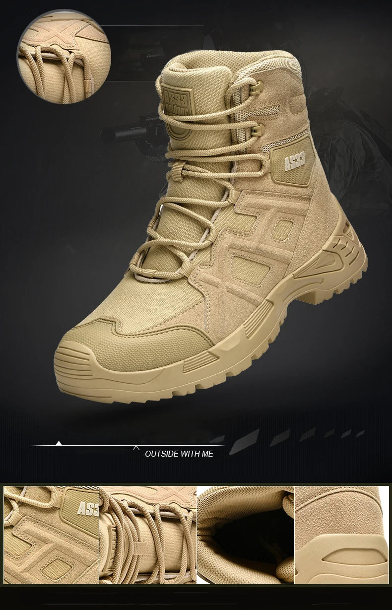 CHRLCK Men's Hiking Shoes Waterproof Non-slip Trekking Boots Outdoor Sport Wear-resistant Mountaineering Tactical Shoes