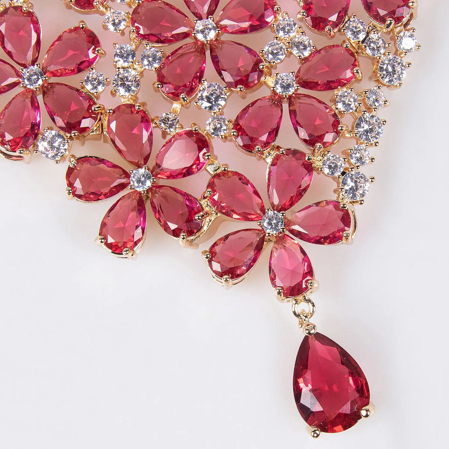 Gorgeous Atmosphere Colourful Flower Necklace Earrings Fine Glitter Jewellery 2 Pcs Set Nigerian Women Wedding Party Dress M-589