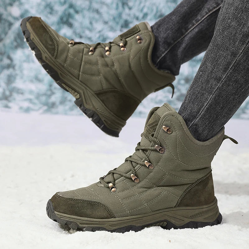 Winter Velvet Hiking Boots Men Warm Fur High Top Trekking Boots Man Outdoor Waterproof Men's Climbing Shoes zapatillas de hombre