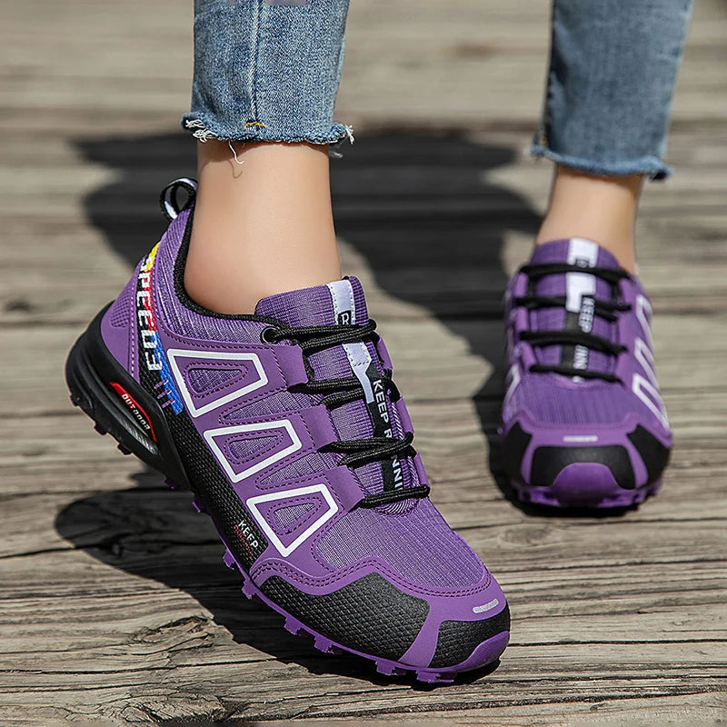 Women Hiking Shoes Breathable Cushioning Outdoor Walking Travel Shoes Ultralight  Lace Up Climbing Bicycle Running Sneakers