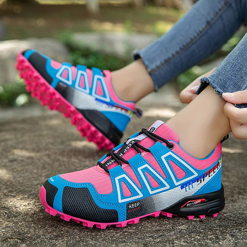 Women Hiking Shoes Breathable Cushioning Outdoor Walking Travel Shoes Ultralight  Lace Up Climbing Bicycle Running Sneakers