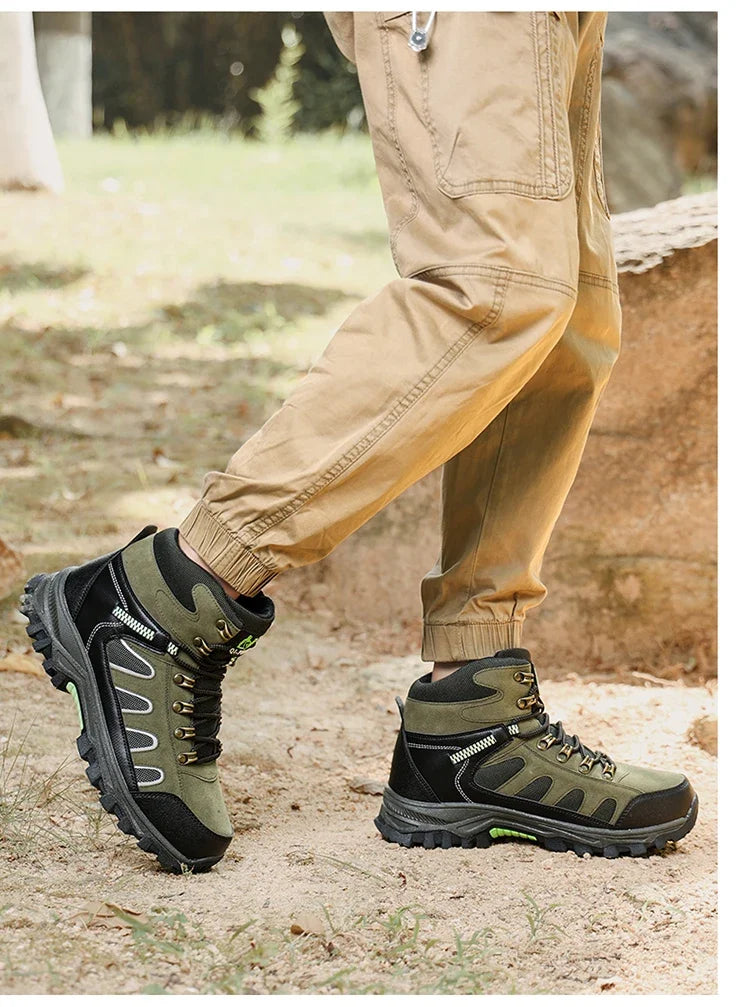 Large 49 Outdoor Ankle Boots Men Non Slip Fashion Lace Up Climbing Leather Winter Hiking Footwear High Top Leisure Hiking Shoes
