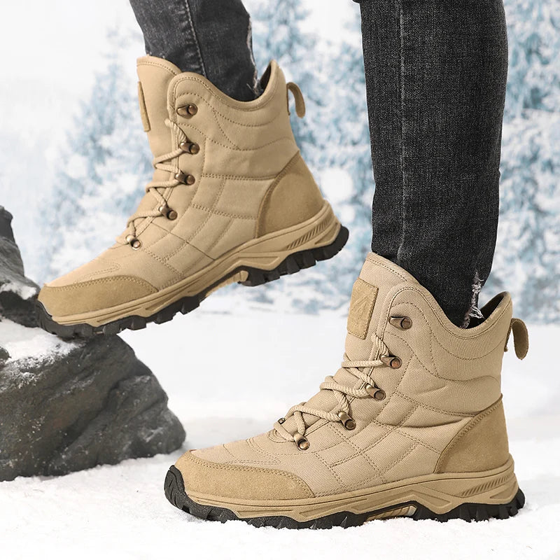 Winter Velvet Hiking Boots Men Warm Fur High Top Trekking Boots Man Outdoor Waterproof Men's Climbing Shoes zapatillas de hombre