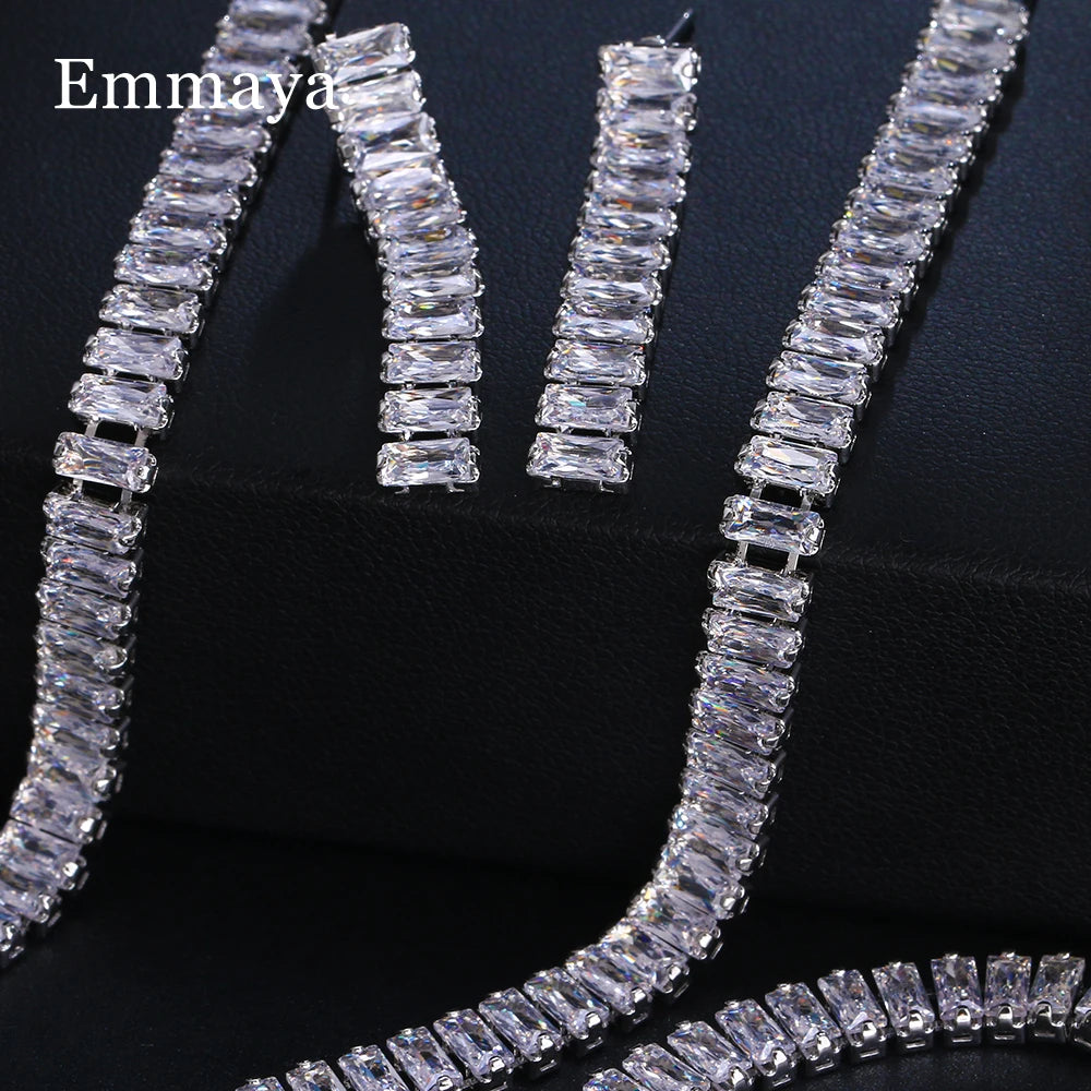Emmaya Noble Cubic Zircon Jewelry Set Bridal Wedding Party For Female Fascinating Dress-Up Geometry Shape Elegant Ornament