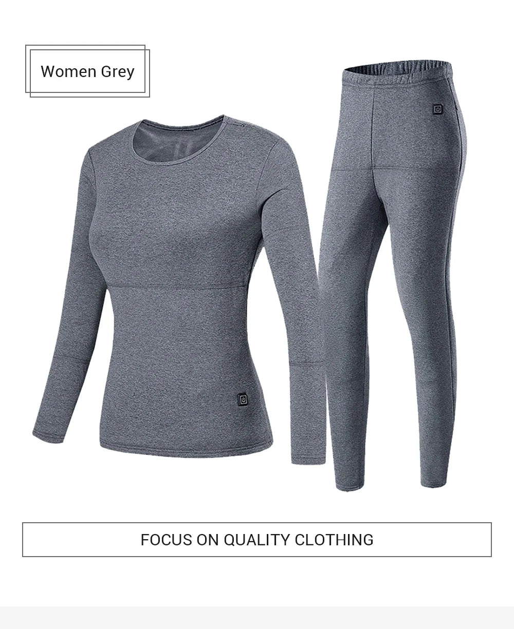 52 Areas New Heated Underwear Winter Thermal Underwear Women Men Heating Jacket Winter Accessories USB Electric Heating Clothes