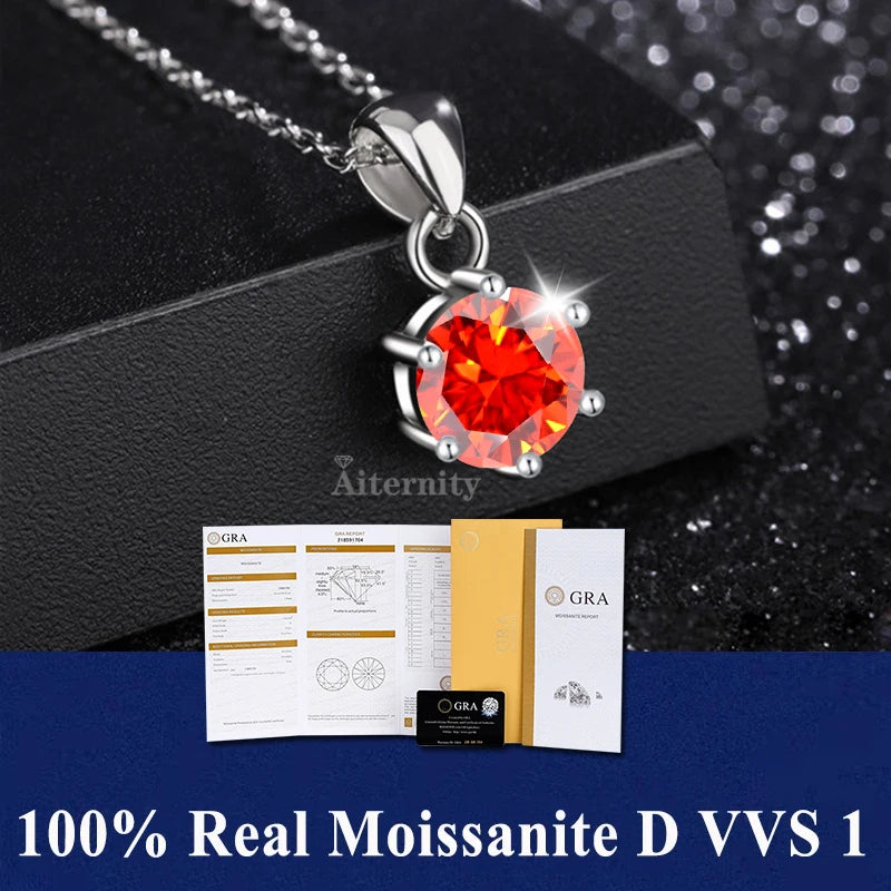 Silver 925 4 prong Moissanite Pendant Necklace For Women Trendy Design D Color VVS Pass Diamond Test Jewelry with box GRA