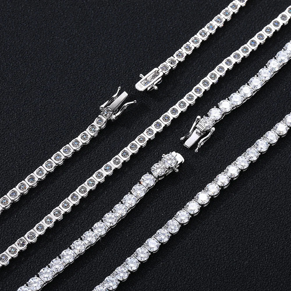 Nice Certified Moissanite Tennis Necklace 3/4/5/6mm Solid 925 Sterling Silver Diamond Tennis Necklaces for Women Man