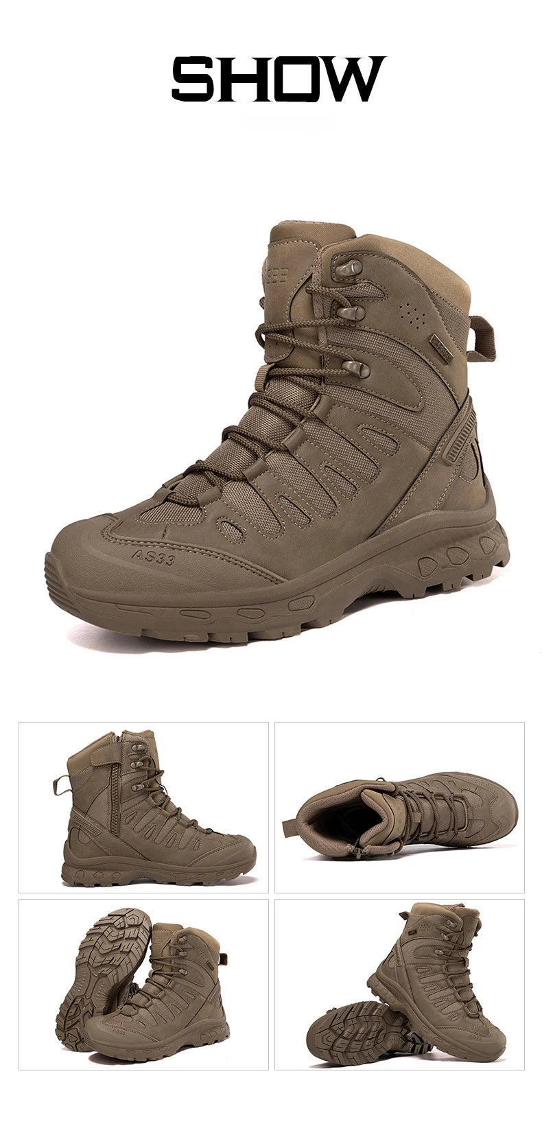CHRLCK Men's Hiking Shoes Anti-slip Wear-resistant Tactical Boots Waterproof Military Trekking Boots Men Outdoor Travel Shoes