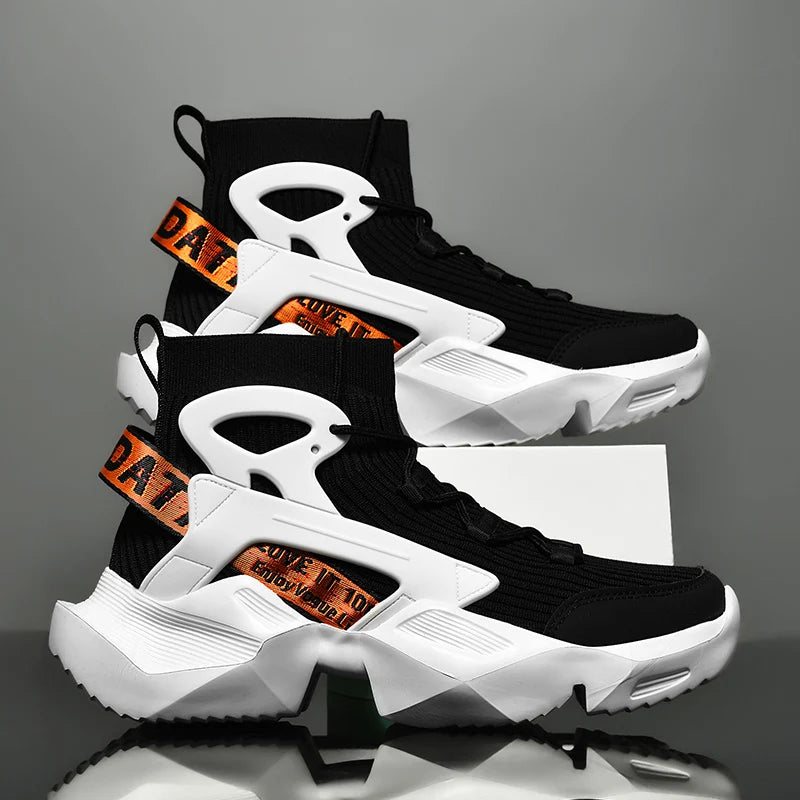 New High-top Men Sneakers Fashion Damping Tennis Shoes Breathable Men's Running Shoes Light  Men's Casual Sports Walking Shoes