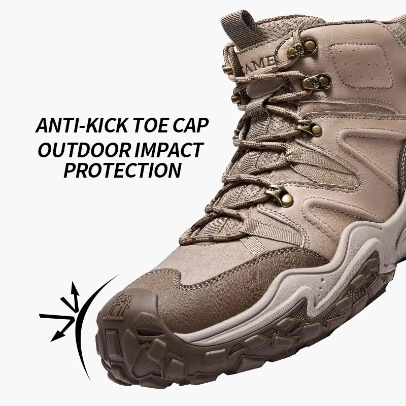 GOLDEN CAMEL Men's Hiking Shoes Anti-slip Waterproof High-Top Trekking Boots for Men Thick Sole Height Increasing Climbing Shoes