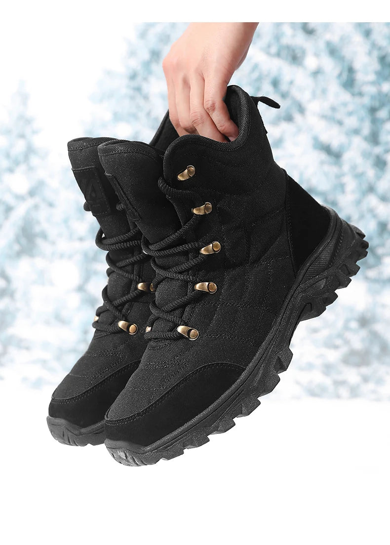 Winter Velvet Hiking Boots Men Warm Fur High Top Trekking Boots Man Outdoor Waterproof Men's Climbing Shoes zapatillas de hombre