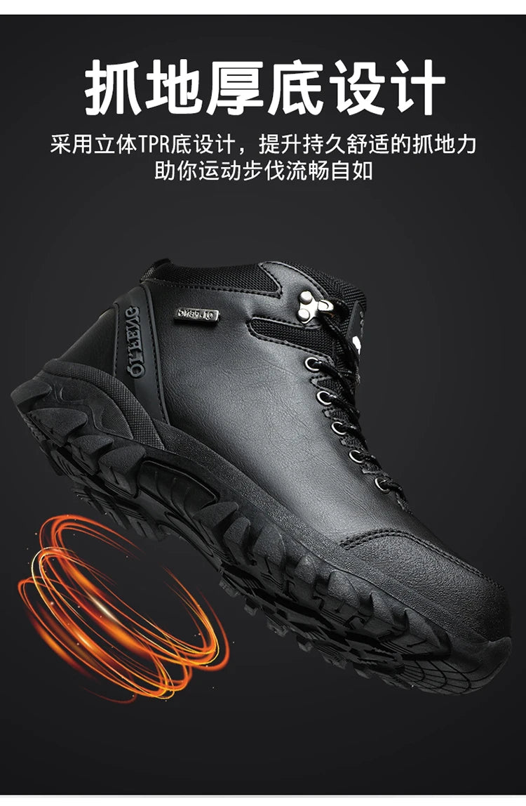 Men Winter Snow Boots Waterproof Leather Sneakers Super Warm Men's Boots Outdoor Male Hiking Boots Work Shoes Zapatillas Hombre