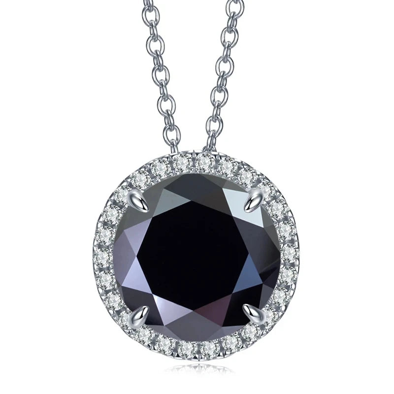 JoyceJelly Classic S925 Sterling Silver Necklace With 5CT 11mm Colorful Moissanite Gemstones Wedding Party Luxury Fine Jewerly