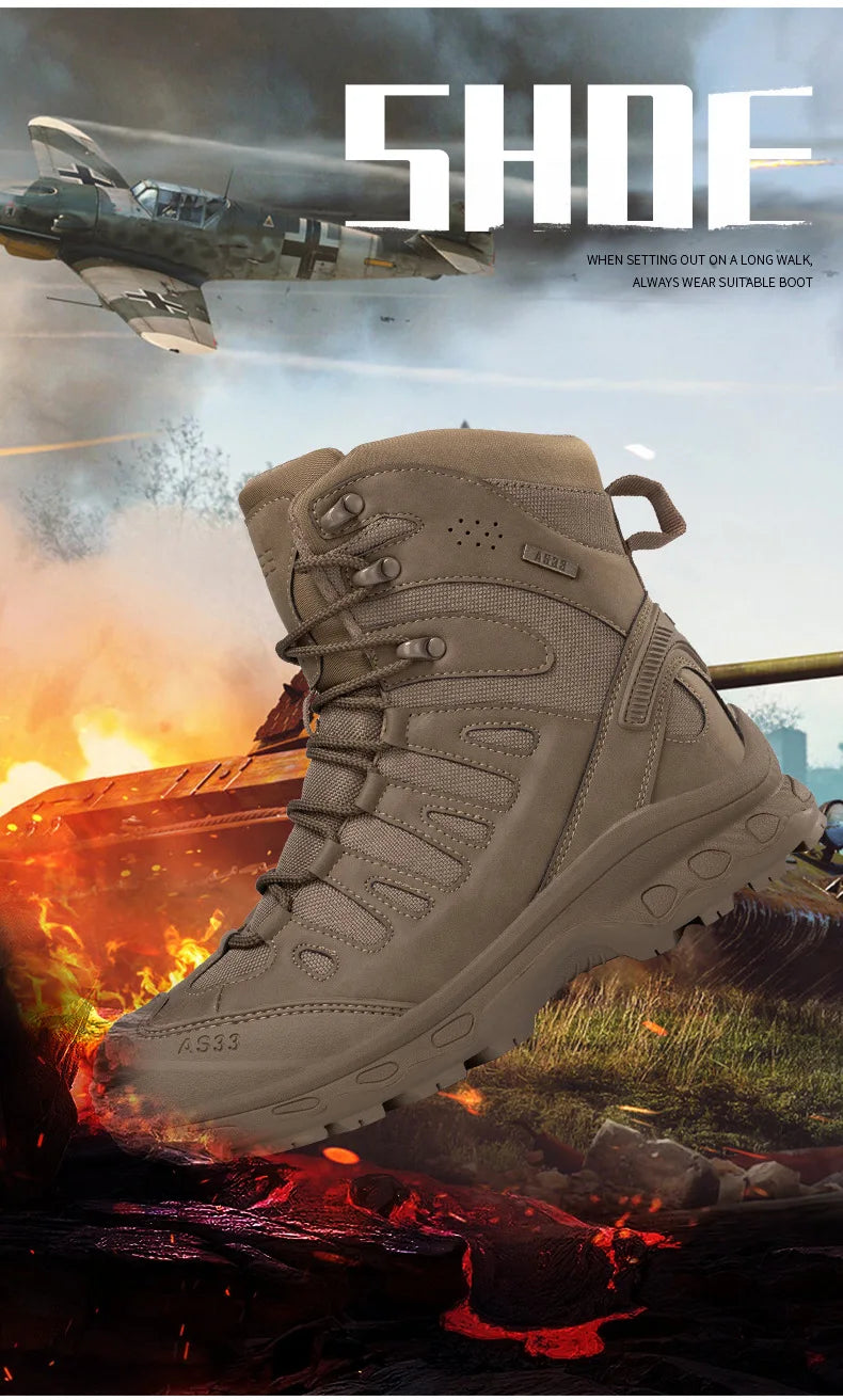 CHRLCK Men's Hiking Shoes Anti-slip Wear-resistant Tactical Boots Waterproof Military Trekking Boots Men Outdoor Travel Shoes
