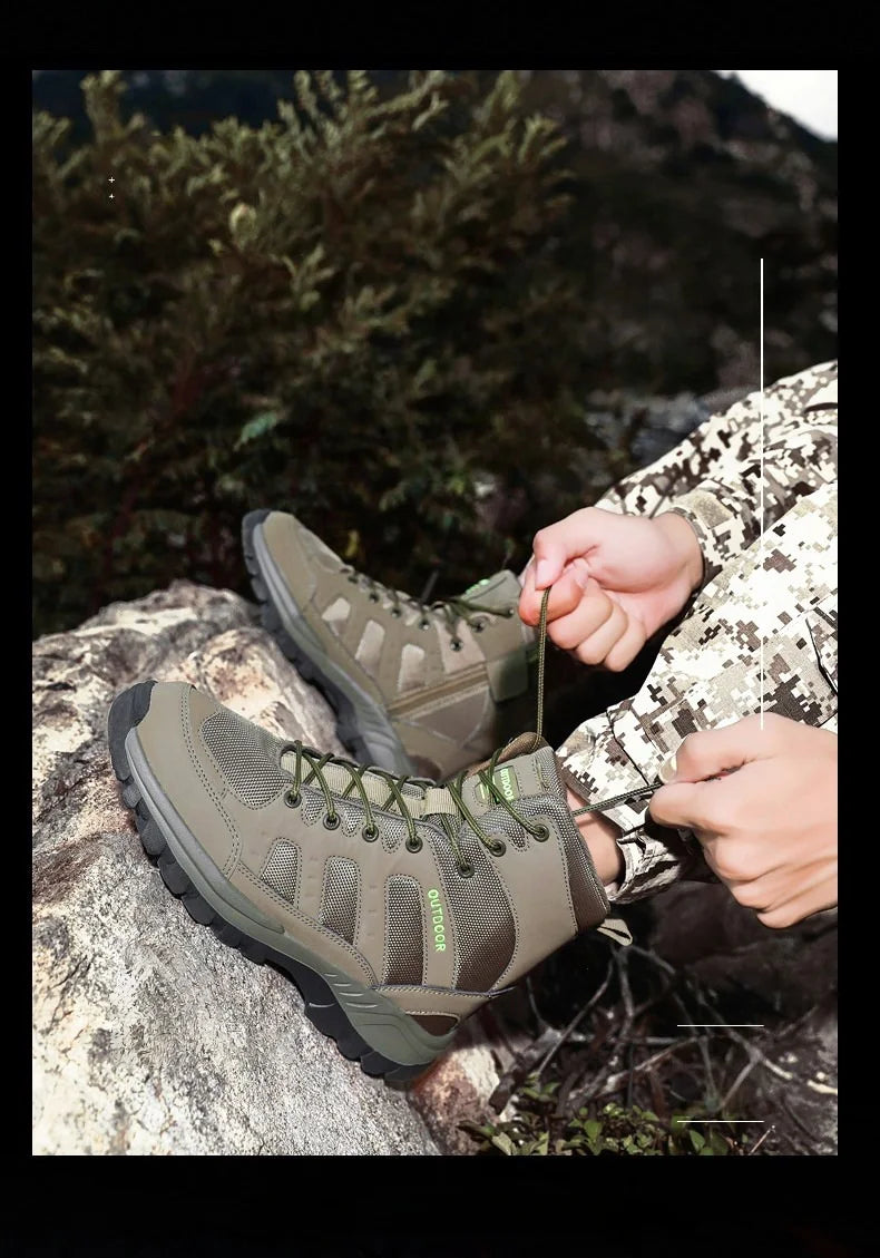 High-Top Men Hiking Boot Winter Outdoor Shoes Lace-Up Non-slip Sports Casual Trekking Boots Man Suede Warm Shoes Men Winter