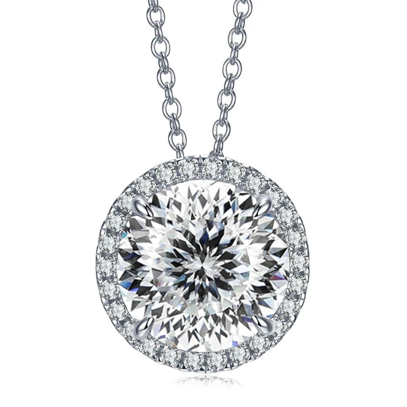 JoyceJelly Classic S925 Sterling Silver Necklace With 5CT 11mm Colorful Moissanite Gemstones Wedding Party Luxury Fine Jewerly