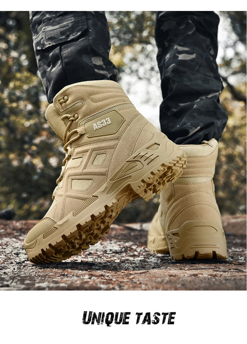 CHRLCK Men's Hiking Shoes Waterproof Non-slip Trekking Boots Outdoor Sport Wear-resistant Mountaineering Tactical Shoes