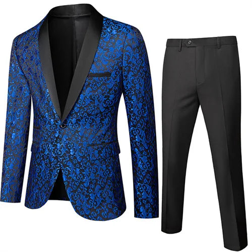 Fashion Men Luxury Wedding Suit Gold / Black / Burgundy / White Classic Homme Jacquard Tuxedo Dress Sets