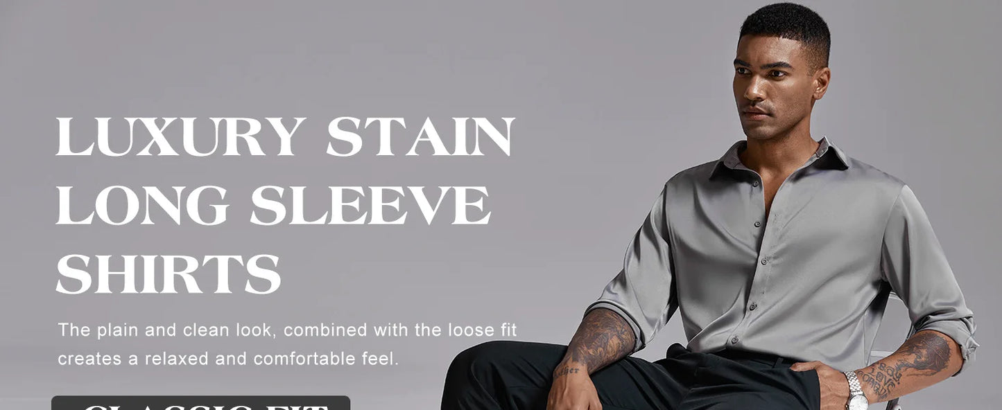 Silk cotton long sleeved shirt men's pure white shirt 2025 spring high-end sense inch shirt casual business suit formal wear