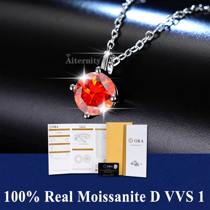 Silver 925 4 prong Moissanite Pendant Necklace For Women Trendy Design D Color VVS Pass Diamond Test Jewelry with box GRA