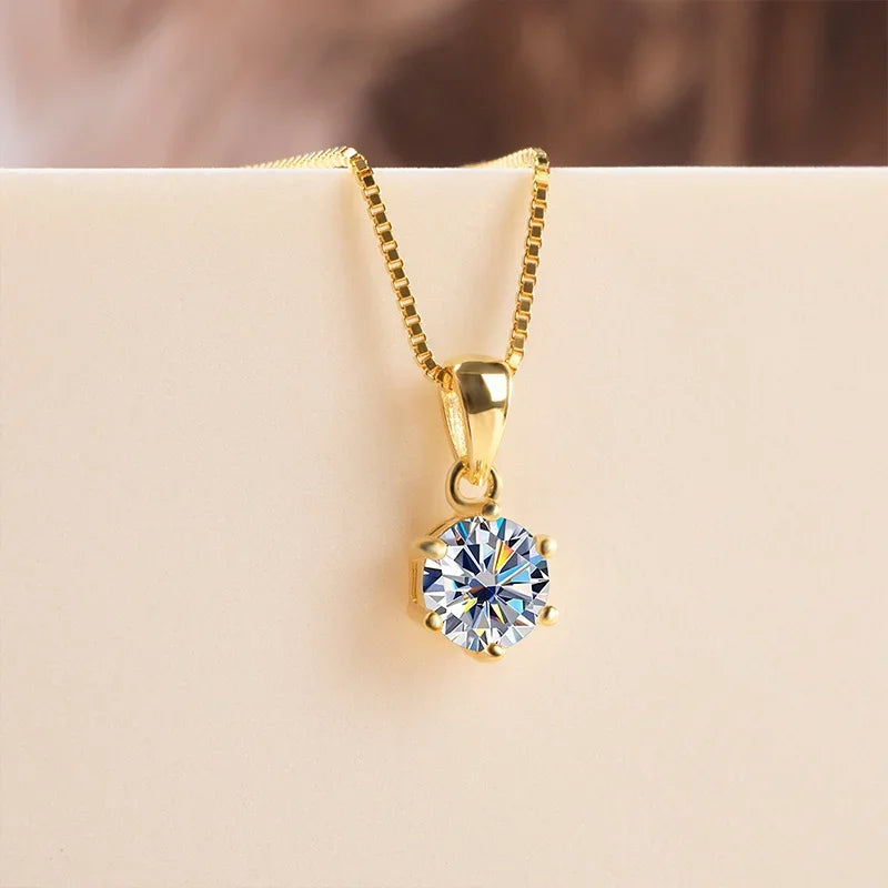 1 Ct Real Moissanite Pendant Necklace for Women Royal Blue Color Moissanite 925 Sterling Silver Wedding Fine Jewelry