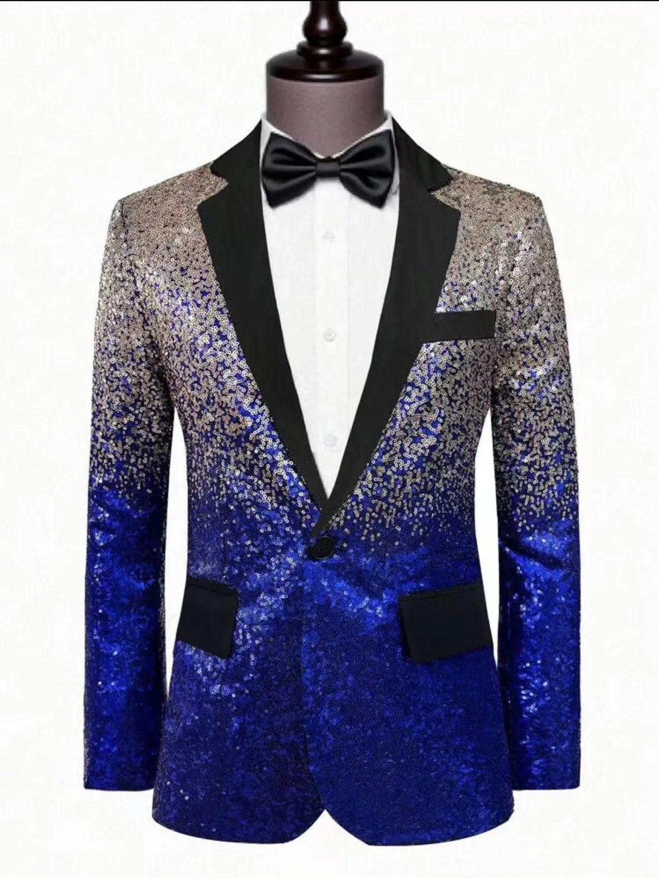 New men's Slim fashion big size sequins gradient color suit single-button jacket multi-color optional S-XXL size