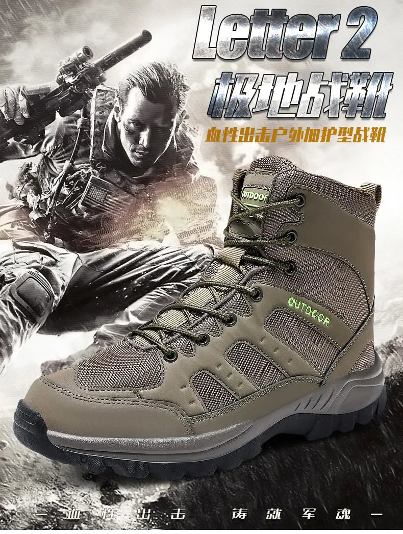High-Top Men Hiking Boot Winter Outdoor Shoes Lace-Up Non-slip Sports Casual Trekking Boots Man Suede Warm Shoes Men Winter