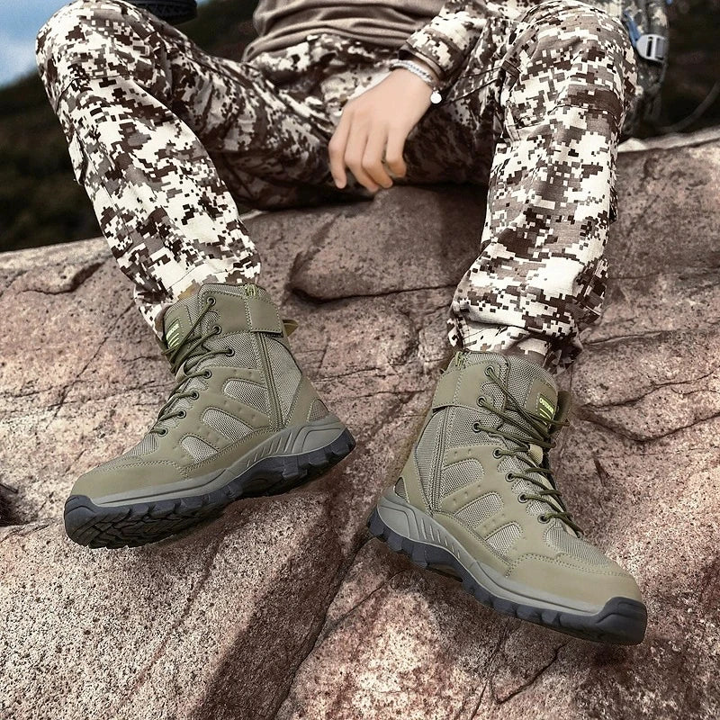 High-Top Men Hiking Boot Winter Outdoor Shoes Lace-Up Non-slip Sports Casual Trekking Boots Man Suede Warm Shoes Men Winter