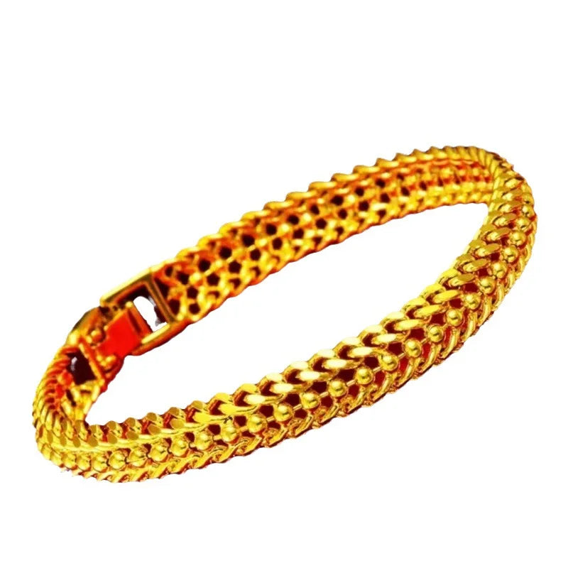 Men's Ultra Bold Bracelet 24K Gold AU999 - Ultra bold design shows charisma, 24K/AU999 pure gold, steady aura for men