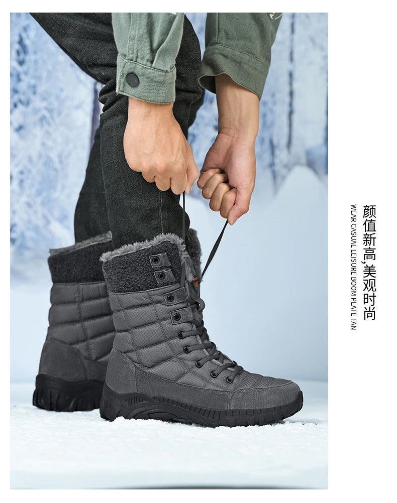 Men Shoes Snow Boots Men  Plus Velvet Warm Trend  High Top Winter 2023 New Outdoor Mountaineering Padded Mens Hiking Boots