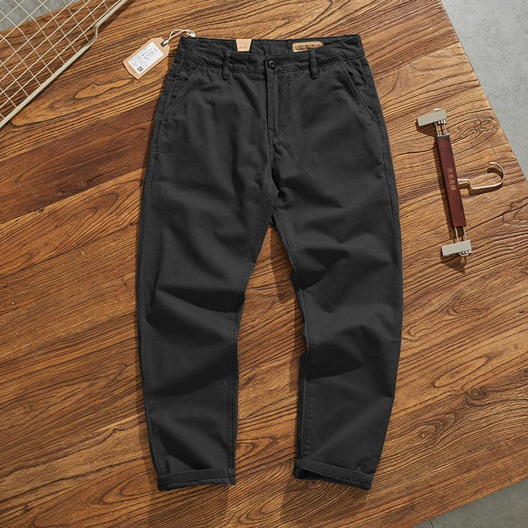 American Retro Workwear Pants Men's Heavyweight Chino Casual Straight Leg Tapered Versatile Cotton Urban Faion Trousers