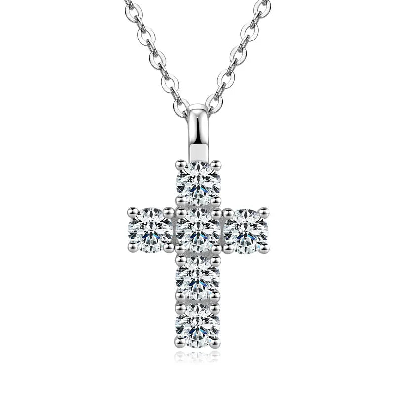 Ehhai GRA Certified 3.5mm Round Moissanite Cross Pendant Necklace for Women Real S925 Sterling Silver Wedding Fine Jewelry Gifts