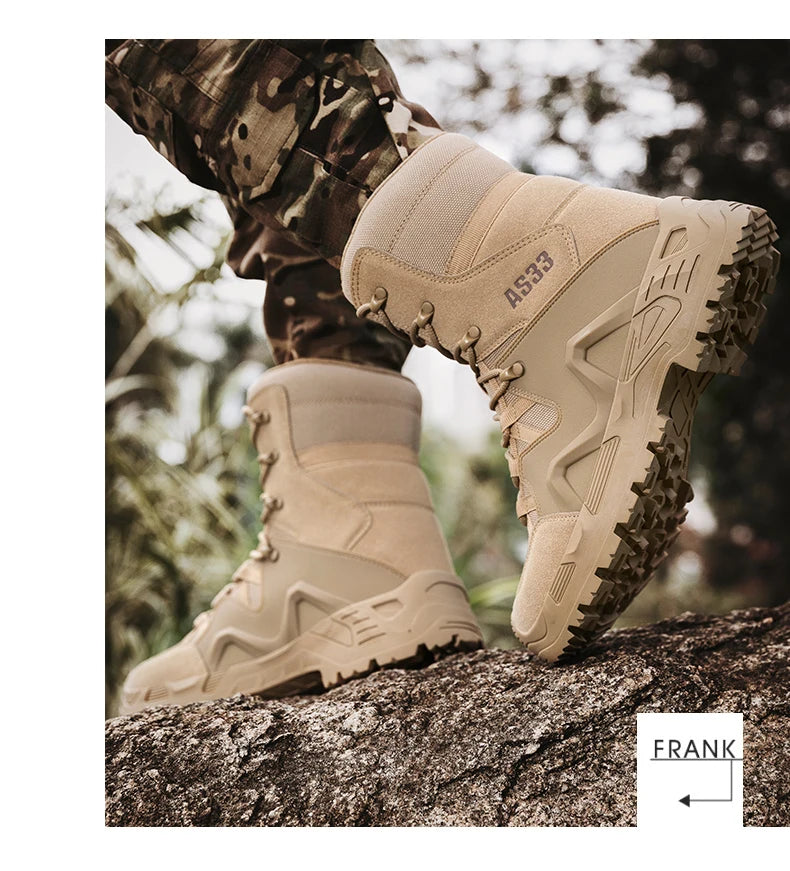 Men High-top Hiking Shoes Outdoor Shoes Non-Slip Casual Trekking Boots Hiking Boot Lace Up Hunting Tactical Trekking Sneakers