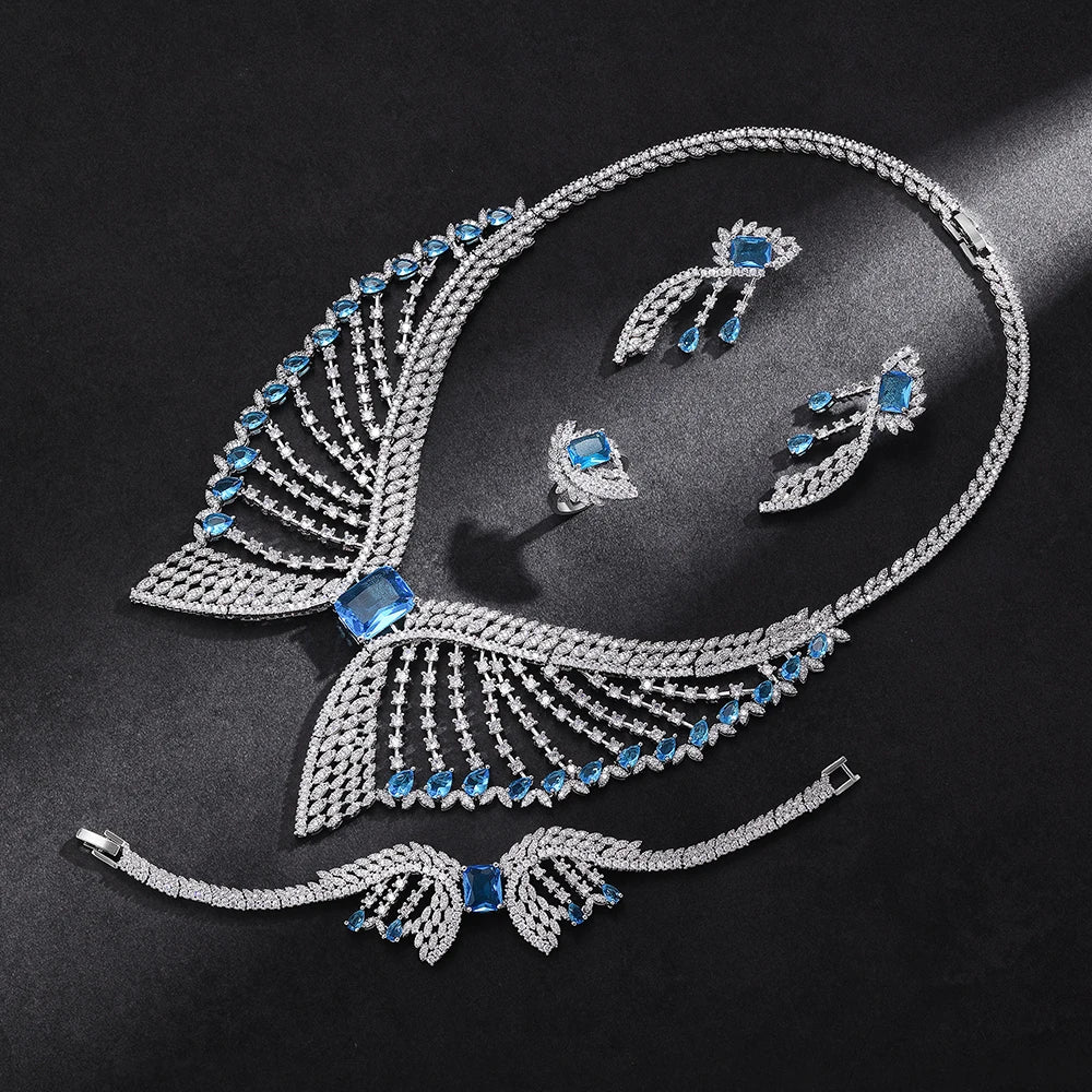 2025 New 4-piece Bridal Wedding Jewelry Set, Cubic Zirconia Women's Wedding Party Wedding Accessories Dubai, Saudi Arabia