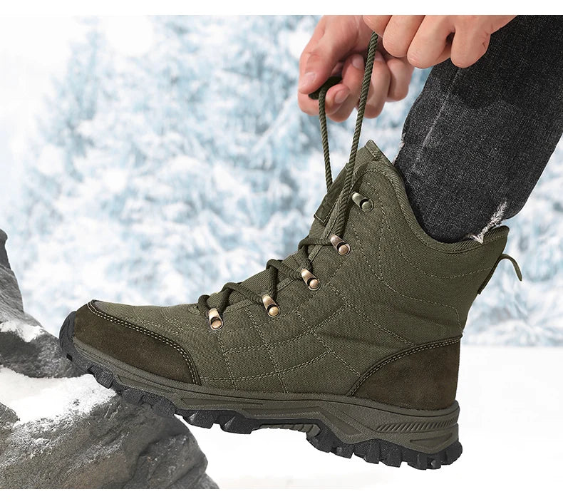 Winter Velvet Hiking Boots Men Warm Fur High Top Trekking Boots Man Outdoor Waterproof Men's Climbing Shoes zapatillas de hombre