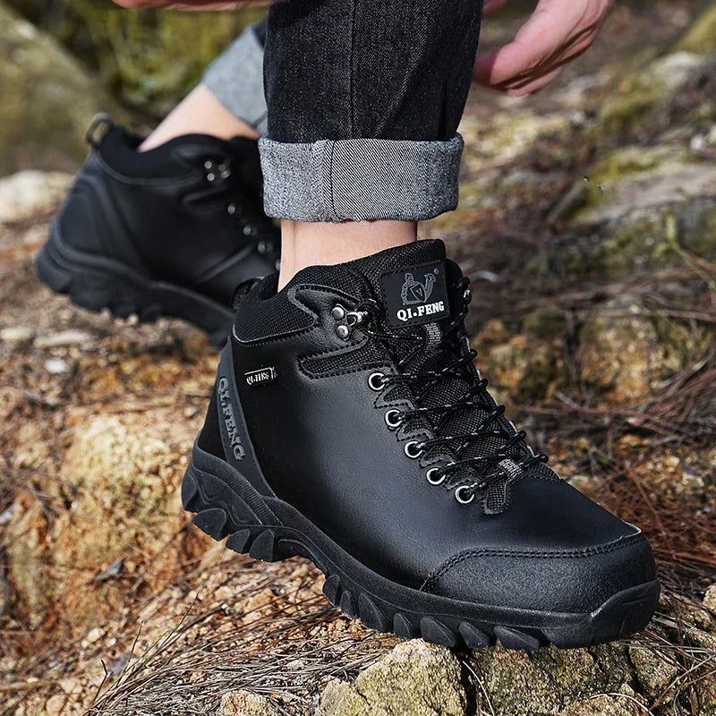 Men Winter Snow Boots Waterproof Leather Sneakers Super Warm Men's Boots Outdoor Male Hiking Boots Work Shoes Zapatillas Hombre