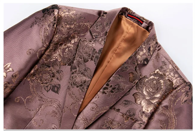 New Men Fashion Trend Wedding Party Jacquard Suit Jacket Single-breasted Slim Blazer Singer Host Stage Performance Dress Coats