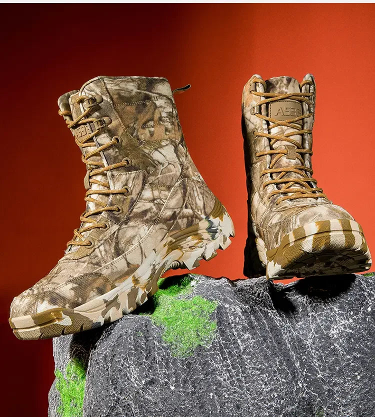 New Trendy Camouflage Hiking Boots for Men Platform Waterproof Trekking Boots Big Size 47 Non-slip Outdoor Boots Men