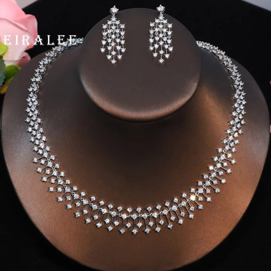 EIRALEE Fashion CZ Bride Indian Jewelry Set for Women Water Drop Wedding Design Choker Necklace Girlfriend birthday