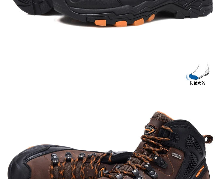 MERRTO cowhide Hiking shoes Men trekking boot mountian waterproof hunting Boots Male Sneakers Tactical Desert Combat Ankle Boots