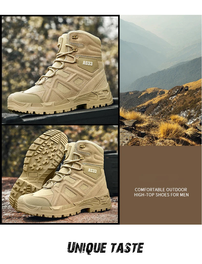 CHRLCK Men's Hiking Shoes Waterproof Non-slip Trekking Boots Outdoor Sport Wear-resistant Mountaineering Tactical Shoes
