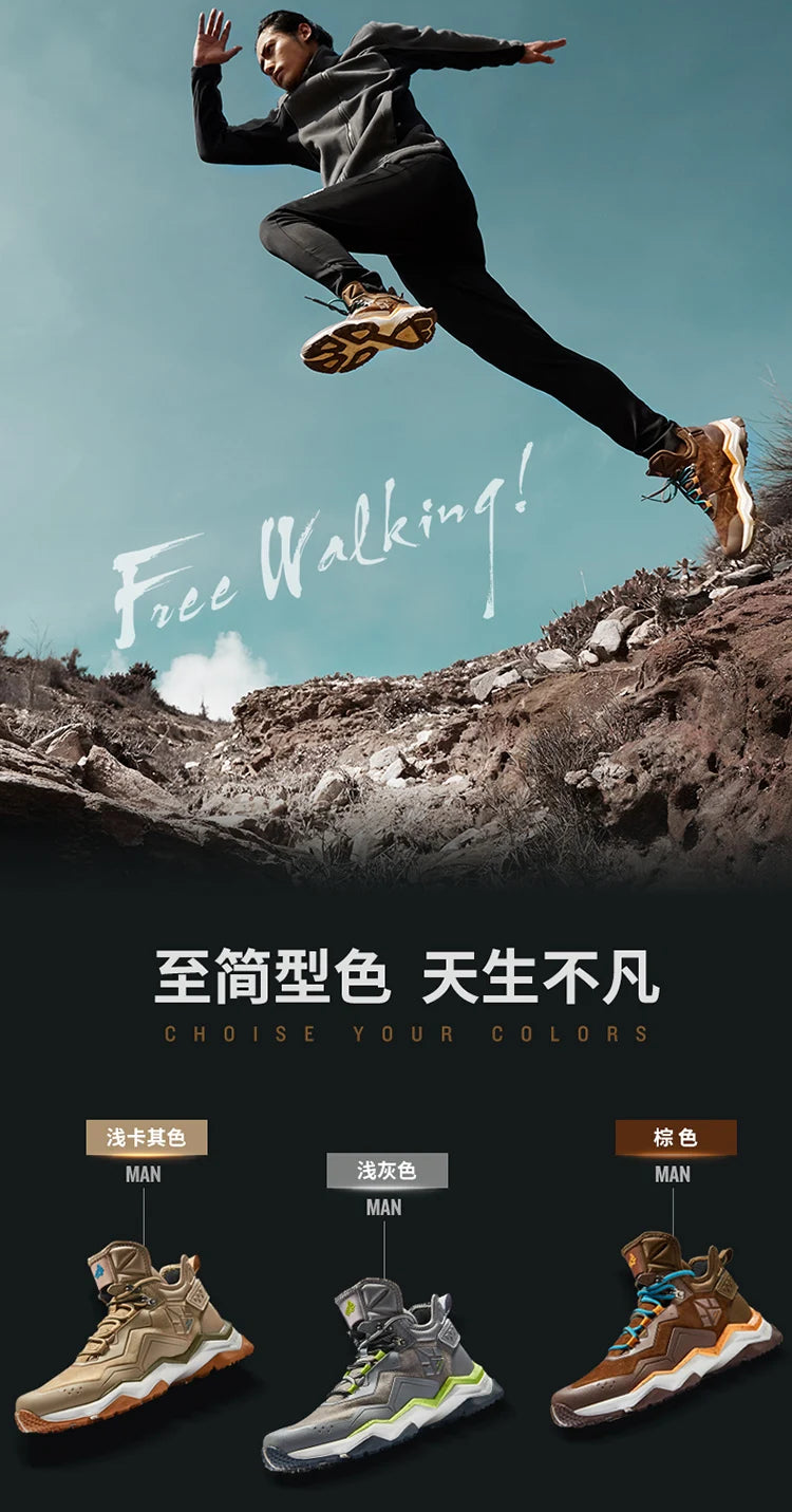 RAX Men Hiking Shoes Mid-top Waterproof Outdoor Sneaker Men Leather Trekking Boots Trail Camping Climbing Hunting Sneakers Women