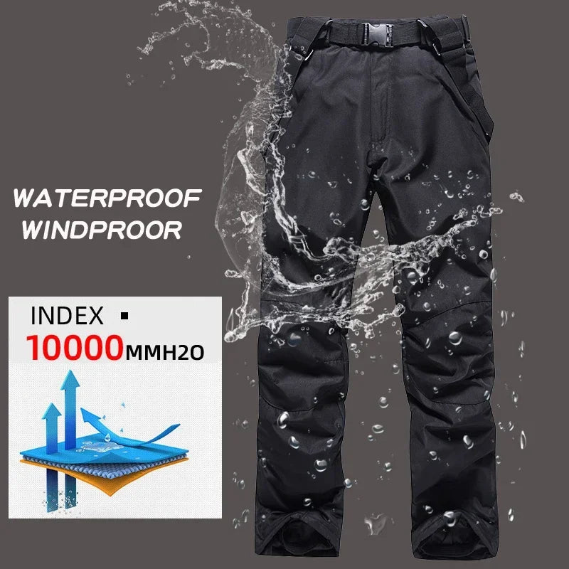 New Thermal Winter Skiing Down Jacket Ski Suit Men Snowboard Bibs Pants Warm Set Male Snowmobile Clothing for Wear Overalls