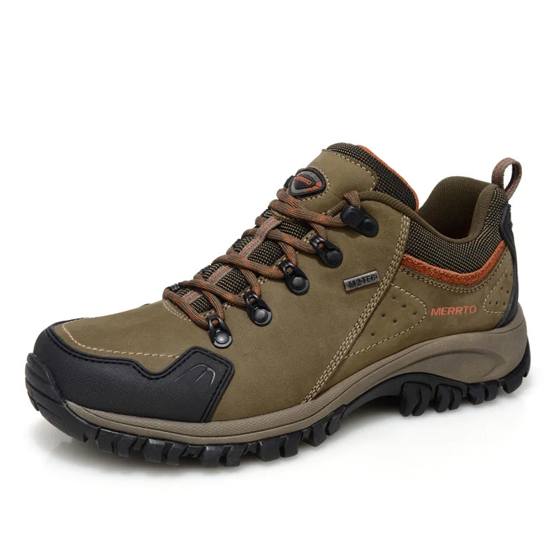 MERRTO cowhide Hiking shoes Men trekking boot mountian waterproof hunting Boots Male Sneakers Tactical Desert Combat Ankle Boots