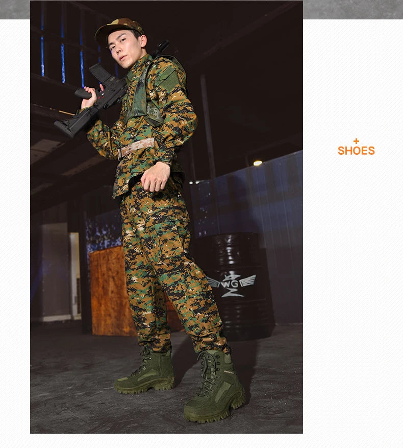 CHRLCK Men Non-Slip Hiking Shoes Combat Boots Wear-resistant Hiking Shoes Waterproof Mountaineering Trekking Boots Outdoor Sport