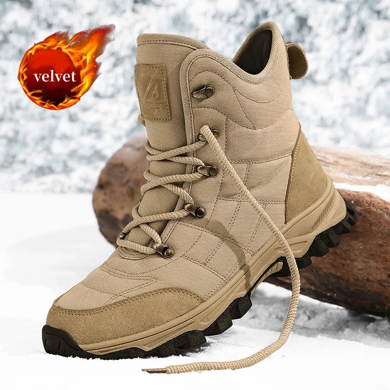 Winter Velvet Hiking Boots Men Warm Fur High Top Trekking Boots Man Outdoor Waterproof Men's Climbing Shoes zapatillas de hombre