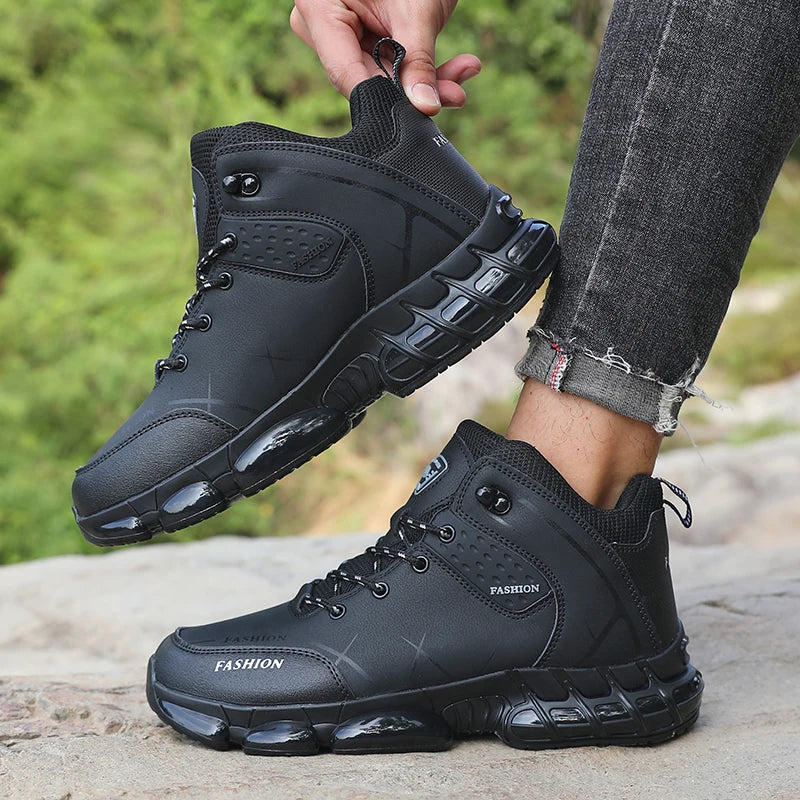 New Men Hiking Shoes High Quality Durable Leather Climbing Shoe Outdoors Camping Waterproof Fishing Hunting Walking Sneakers Men